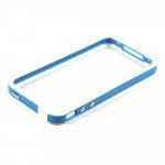 Wholesale iPhone 4S 4 Bumper with Chrome Button (White - Blue)